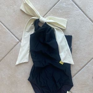 Summersalt black one piece with white bow detail! NWT